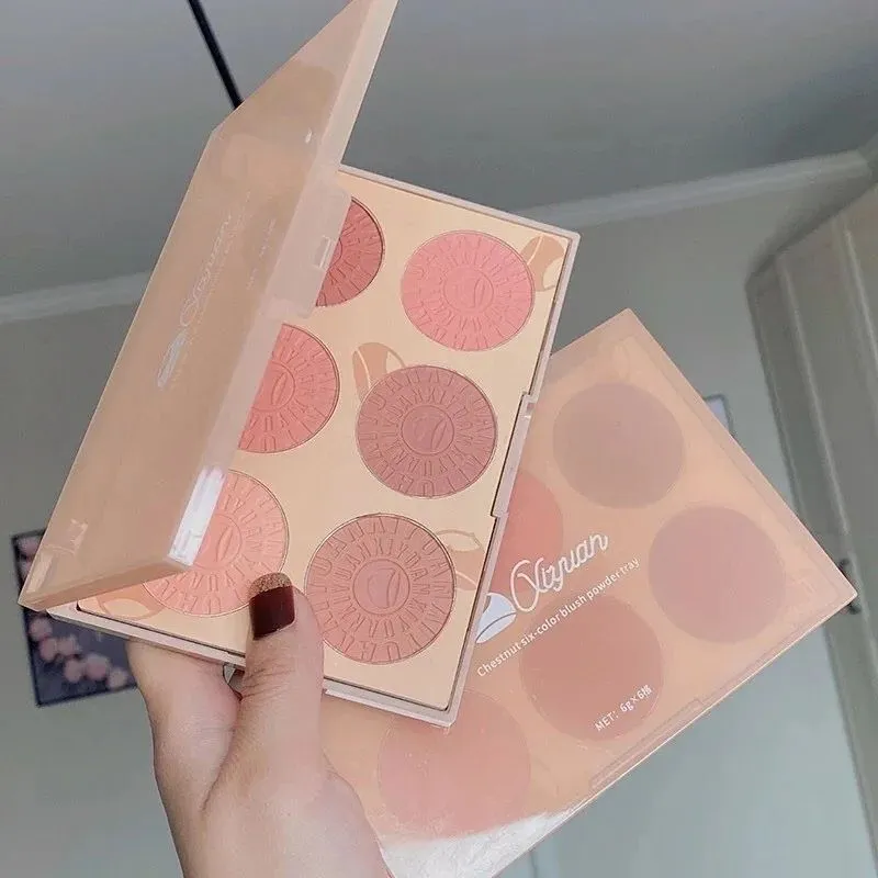 6 Color Makeup Blush Palette Mineral Powder Red Rouge Long Lasting Natural Cheek Blusher