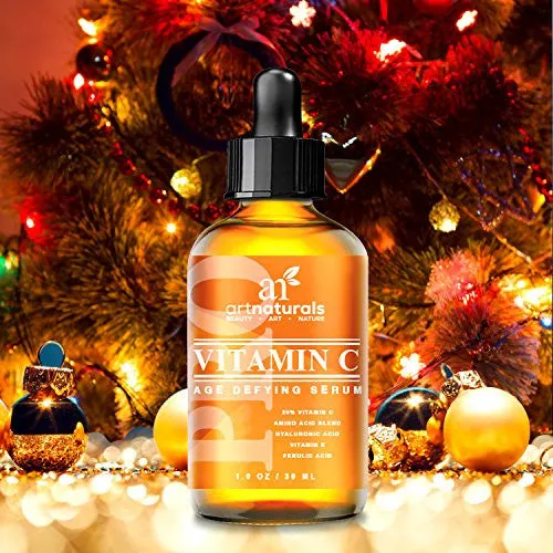 ArtNaturals Anti-Aging Vitamin-C Serum with Hyaluronic Acid & Vit E - Wrinkle Repairs Dark Circles, Fades Age Spots & Sun Damage - Enhanced 20% Top Vitamin C Super Strength - Organic Ingredients, 1 Oz