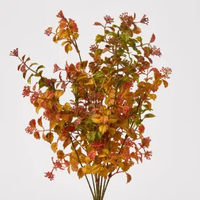 Autumn Orange & Yellow Seeding Fall Leaf Foliage Bouquet Stem Spray - 20"
