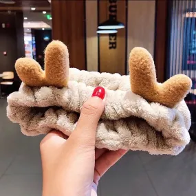 Christmas Deer Horn Hair Band Plush Three-dimensional Face Wash Hair Bands