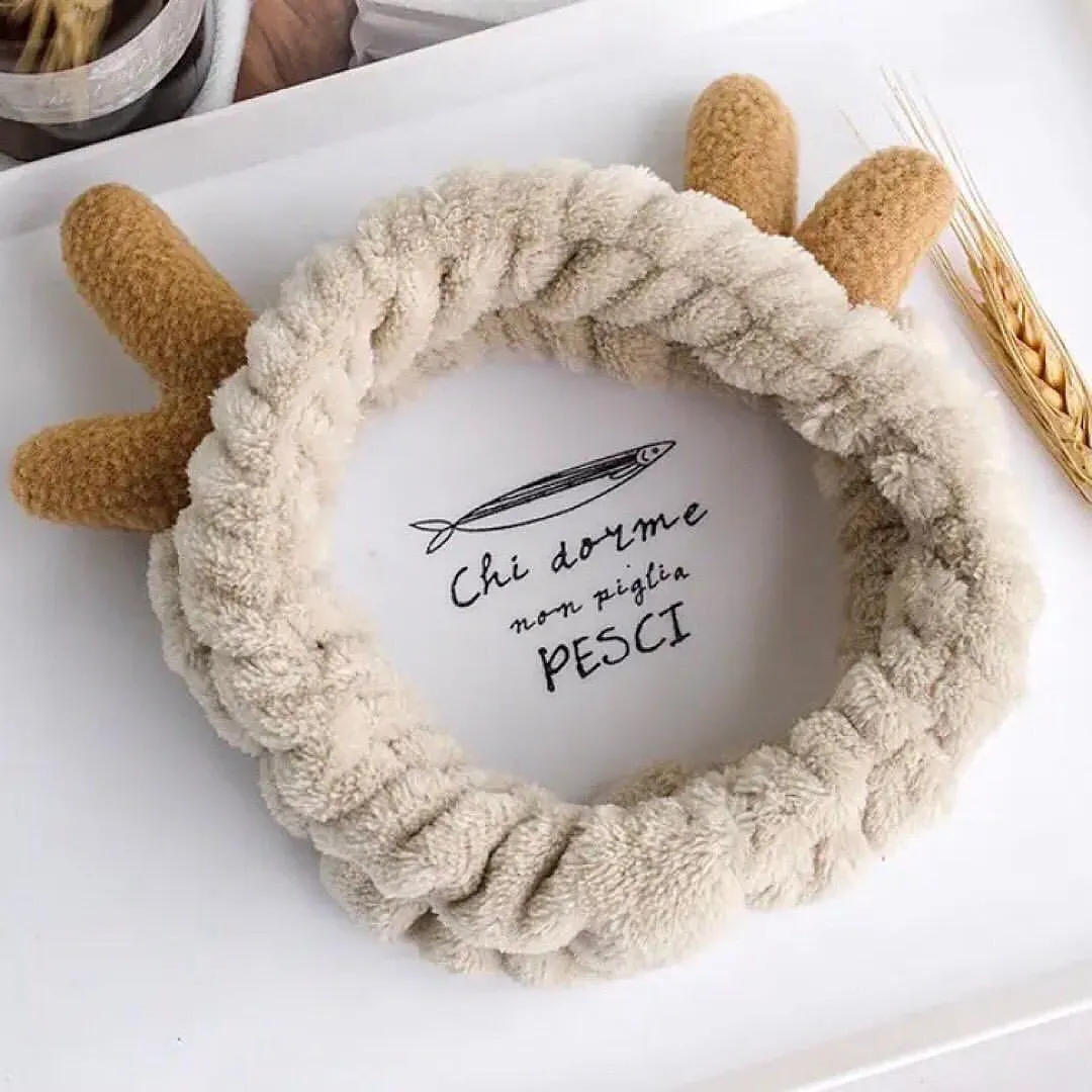 Christmas Deer Horn Hair Band Plush Three-dimensional Face Wash Hair Bands