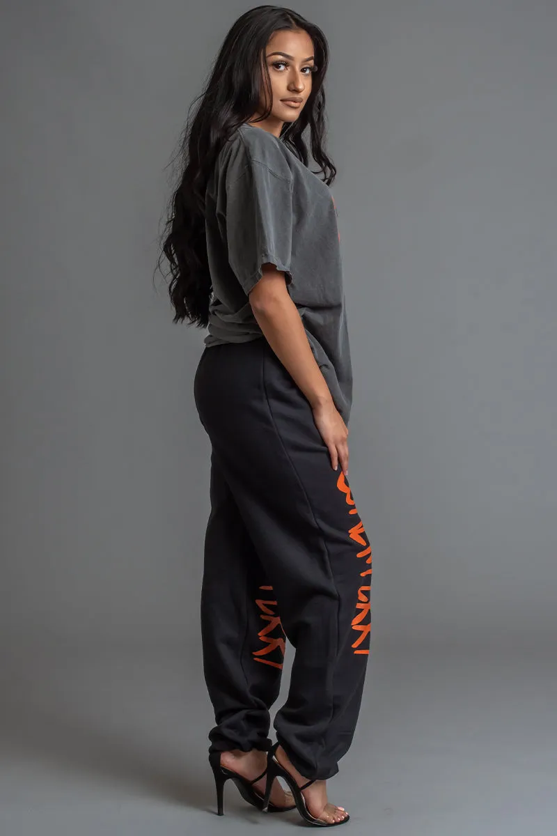 DARK GREY N ORANGE SPRAY CNT TEE