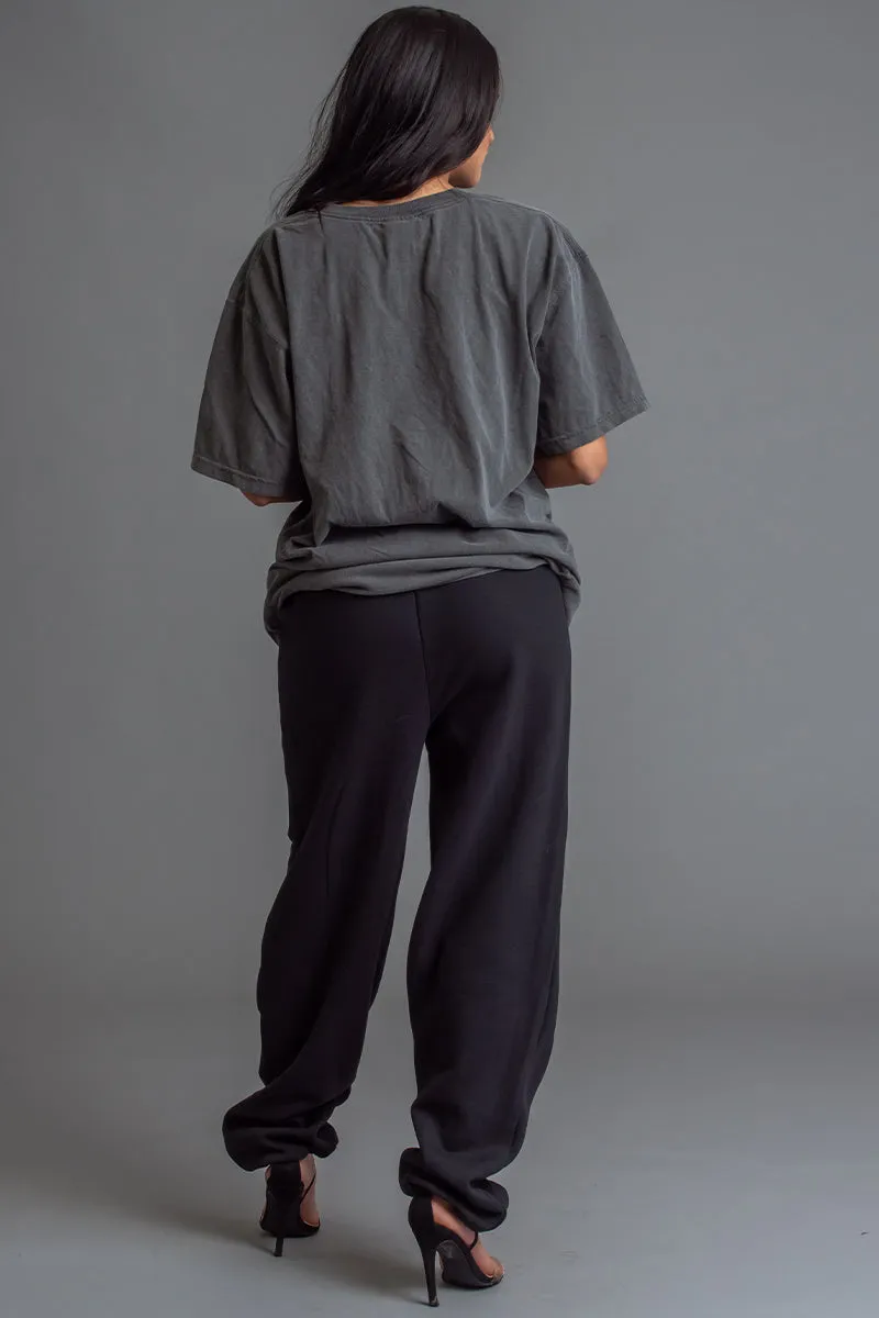 DARK GREY N ORANGE SPRAY CNT TEE