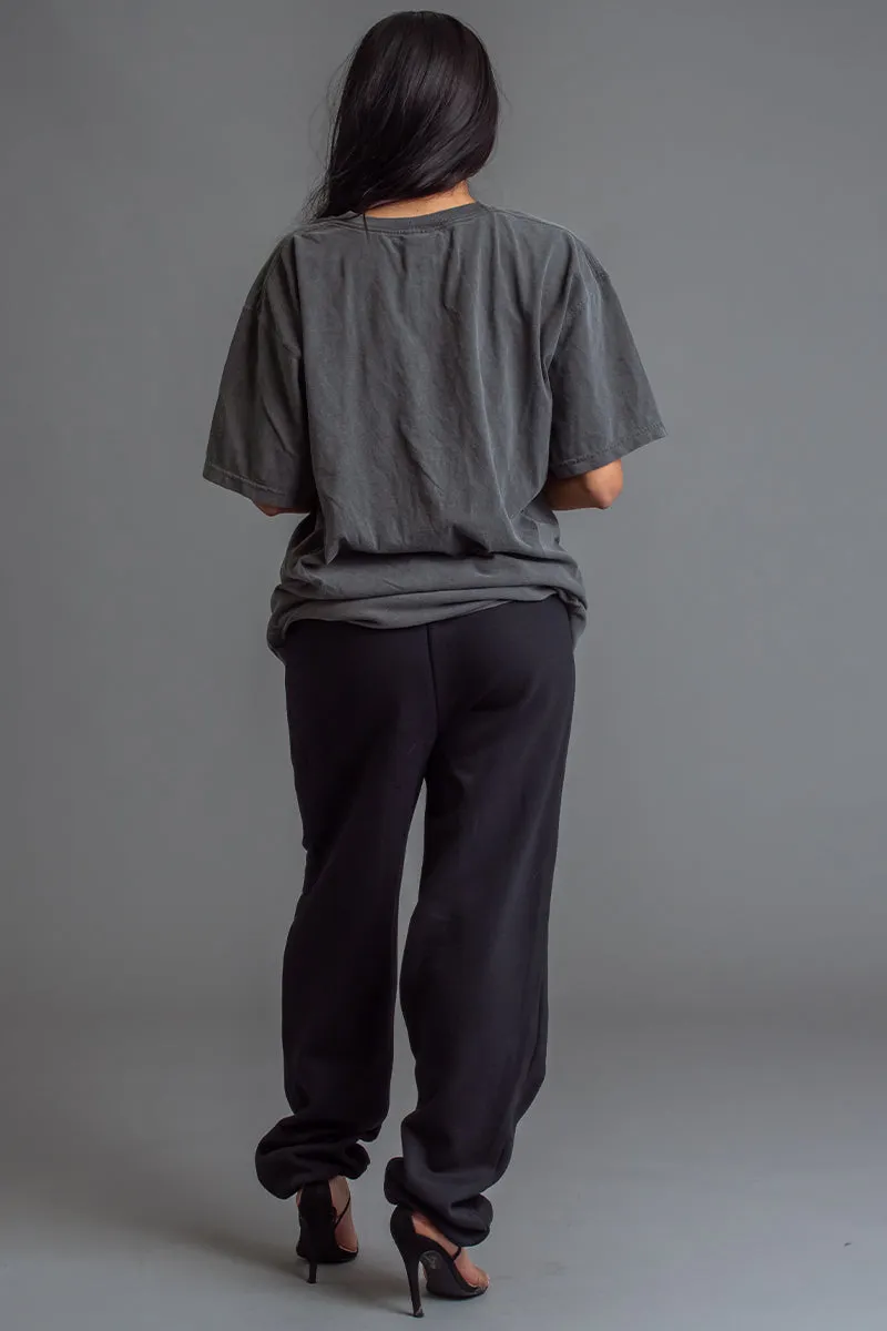 DARK GREY N ORANGE SPRAY CNT TEE