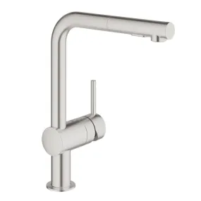 Grohe Minta single-lever kitchen mixer tap with pull-out spout supersteel