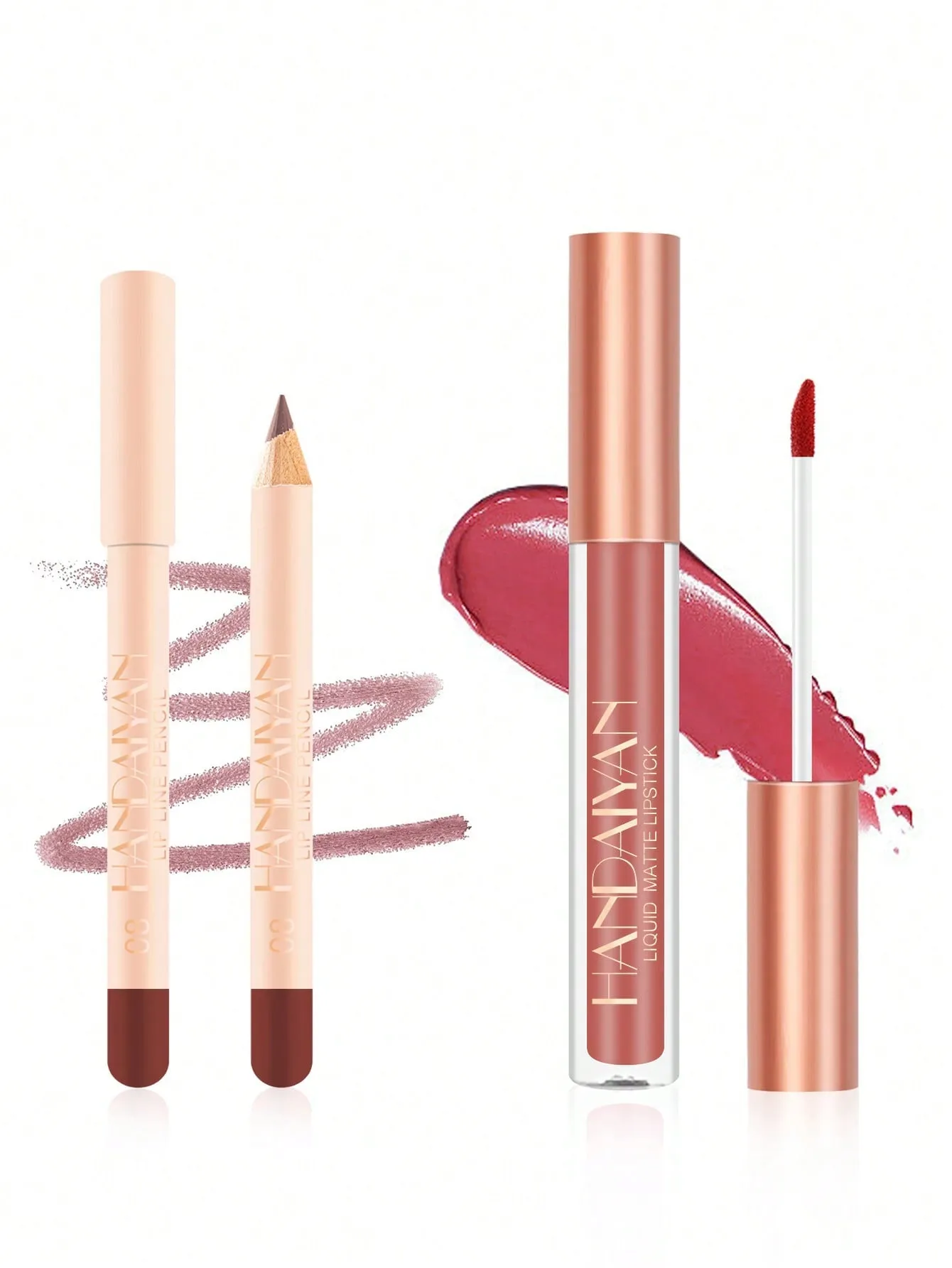 Lip Liner And Lip Gloss Combination Set Non-Stick Lip Gloss Lip Liner Combination Set Matte Waterproof Lipstick Velvet Lip Liner Lip Gloss   Lip Liner
