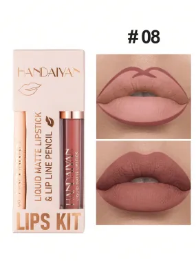 Lip Liner And Lip Gloss Combination Set Non-Stick Lip Gloss Lip Liner Combination Set Matte Waterproof Lipstick Velvet Lip Liner Lip Gloss   Lip Liner