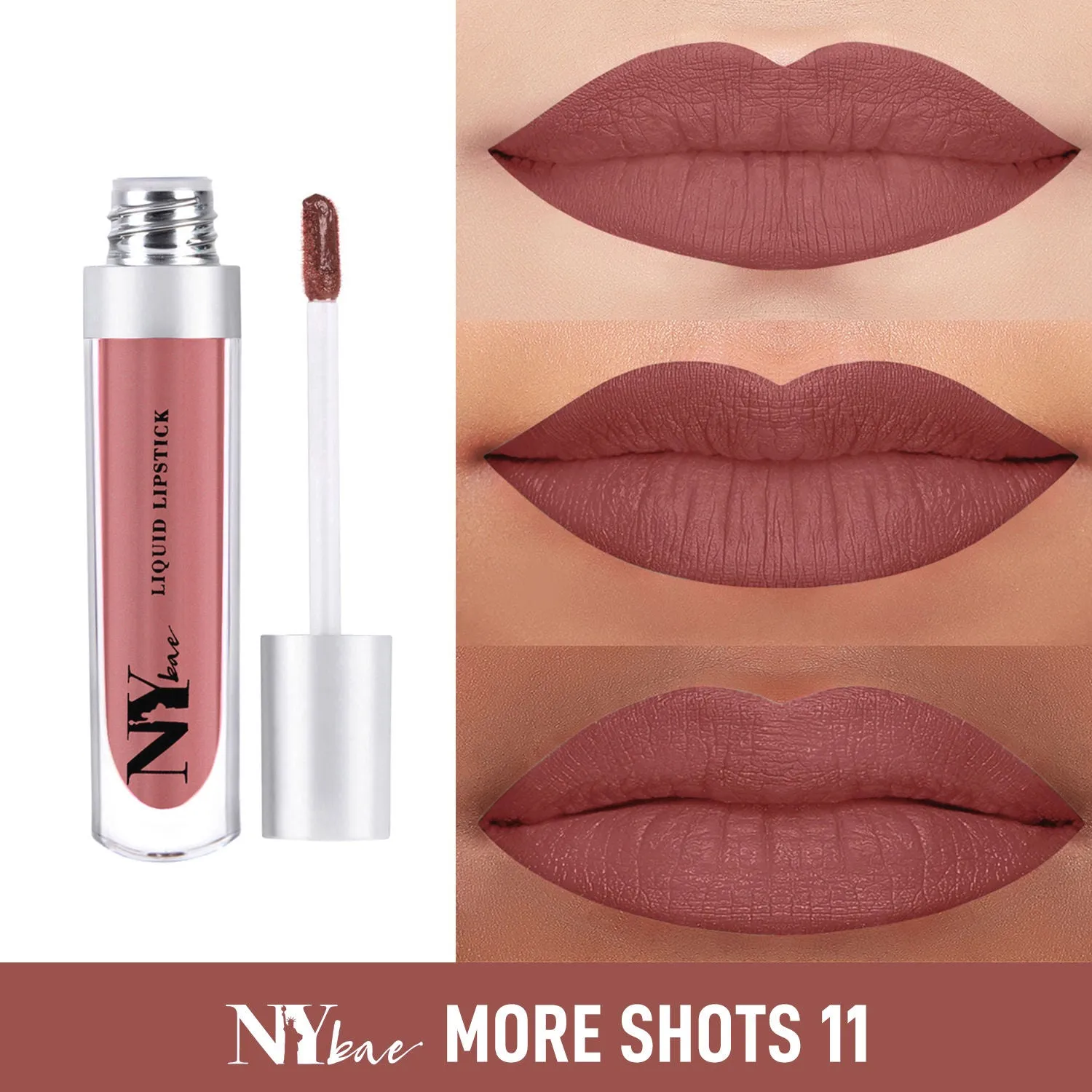 NY Bae Confessions of a Lip-a-holic Liquid Lipstick - More Shots 11 (4.5 ml) | Light Brown | Matte Finish | Built-in Primer | Enriched with Jojoba Oil | Highly Pigmented | Lasts Upto 12 Hours | Long lasting | Cruelty & Paraben Free
