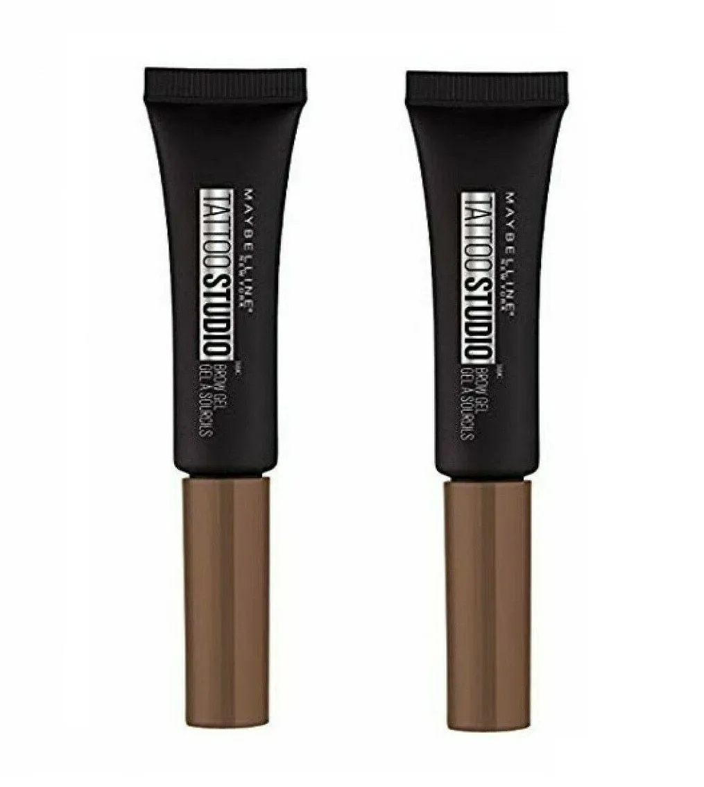Pack of 2 Maybelline New York Tattoo Studio Waterproof Brow Gel, Warm Brown # 256