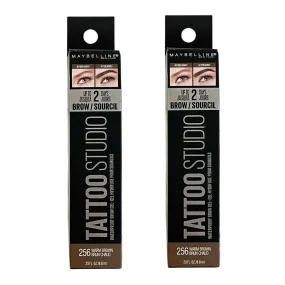 Pack of 2 Maybelline New York Tattoo Studio Waterproof Brow Gel, Warm Brown # 256