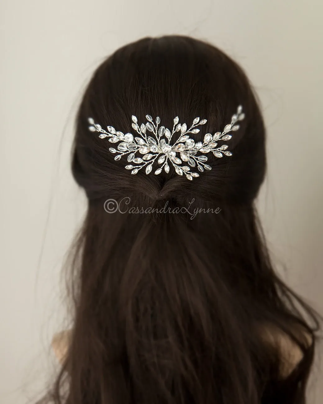 Rhinestone and Crystal Spray Bridal Comb