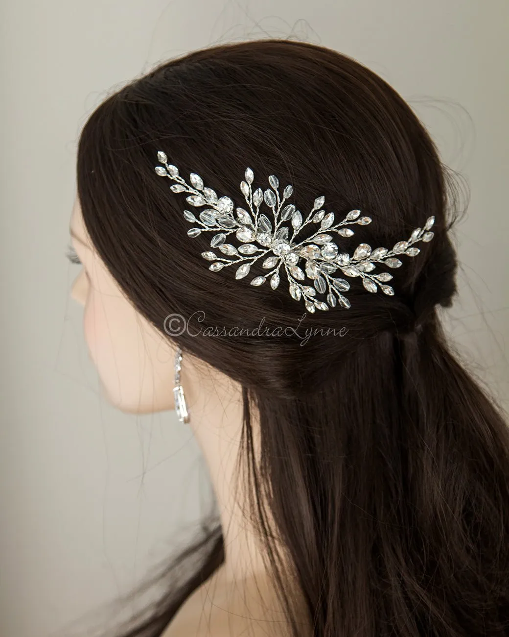 Rhinestone and Crystal Spray Bridal Comb