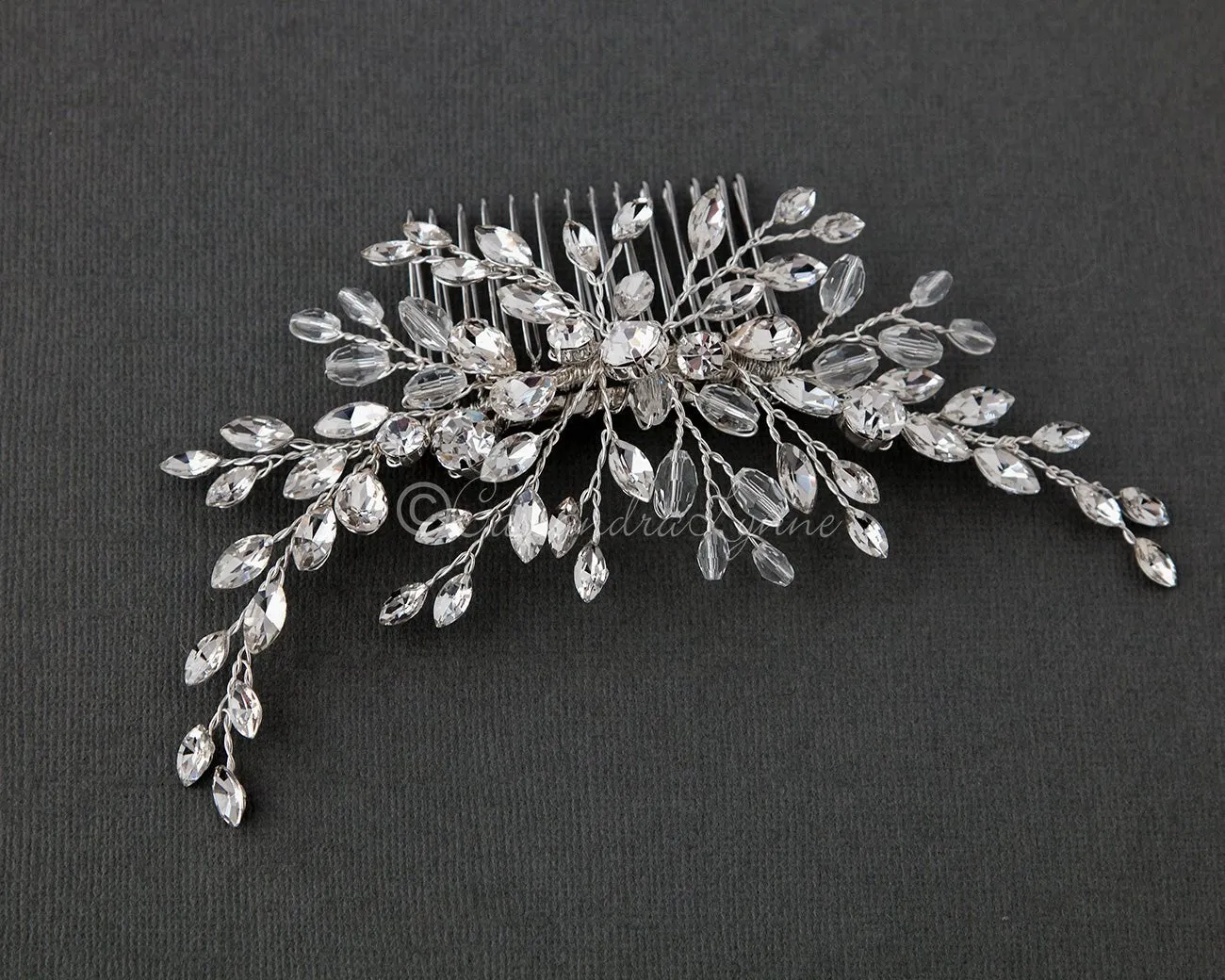Rhinestone and Crystal Spray Bridal Comb