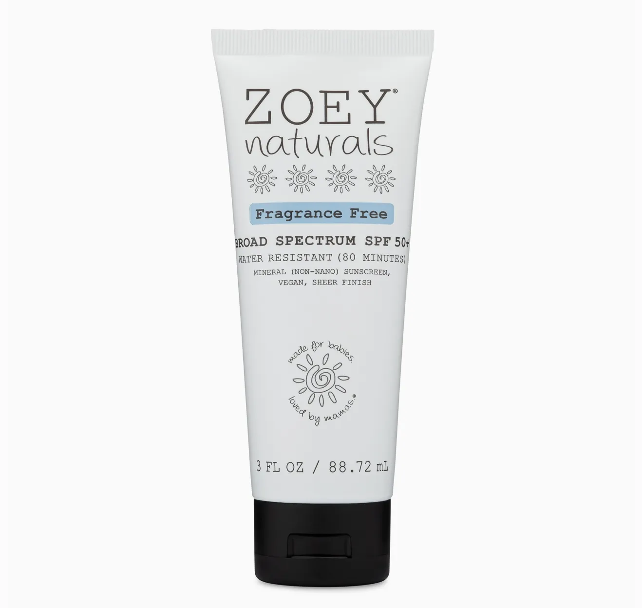 Zoey Naturals Fragrance-FREE SPF50 Sunscreen 3fl Oz